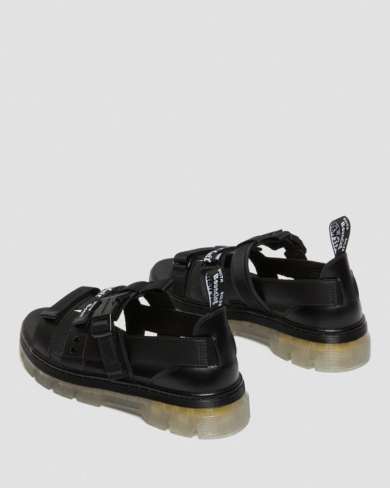 Black Men's Dr Martens Pearson Iced Casual Strap Sandals | CA 640VRW